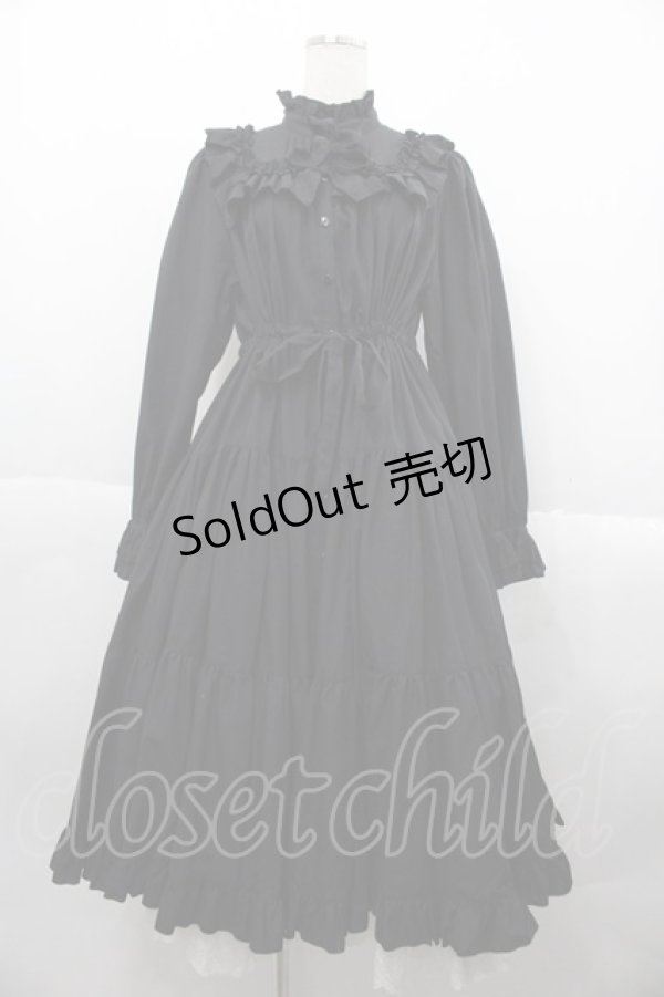 画像1: Physical Drop / 前釦スタンドカラーワンピース  黒 I-25-10-15-056-LO-OP-SA-ZI (1)