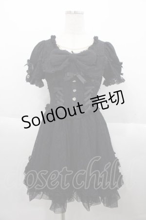 画像: LIZ LISA / ダブルレースアップリボンワンピース  黒 I-25-10-15-064-LO-OP-HR-ZI