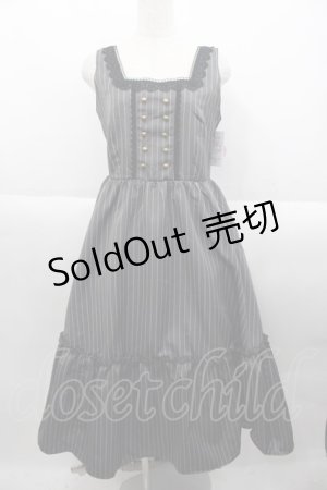 画像: m petit by misako / TT*AOKストライプジャンパースカート L 濃灰 I-25-10-15-067-LO-OP-SA-ZI