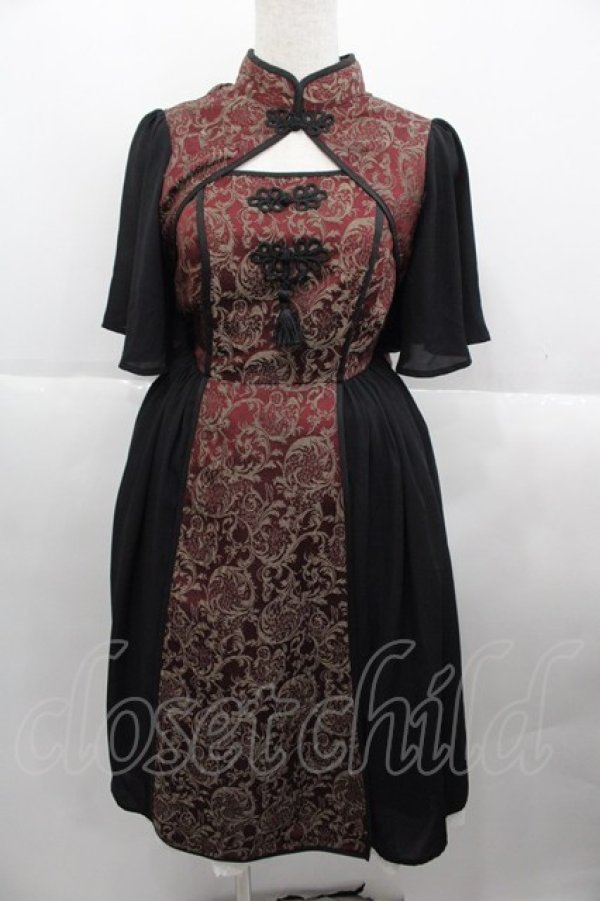 画像1: axes femme kawaii / メイリンワンピース  ボルドーＸ黒 I-25-10-15-071-AX-OP-SA-ZI (1)