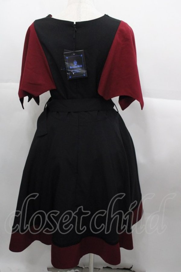 画像2: Moi-meme-Moitie / 蝙蝠ケープジャンパースカート 13号 ボルドー×クロ I-25-10-15-073-MO-OP-SA-ZI (2)