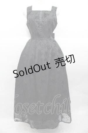 画像: Moi-meme-Moitie / 花柄フロッキーロングジャンパースカート 9号 黒 I-25-10-15-074-MO-OP-HR-ZI