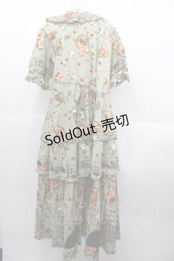 画像2: PINK HOUSE / 野ばらとチェリープリントパッチワークワンピース  ハッカ I-25-10-15-075-LO-OP-SA-ZI (2)