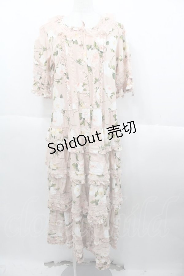 画像1: PINK HOUSE / ホワイトローズプリントワンピース  ピンク I-25-10-15-076-LO-OP-SA-ZI (1)