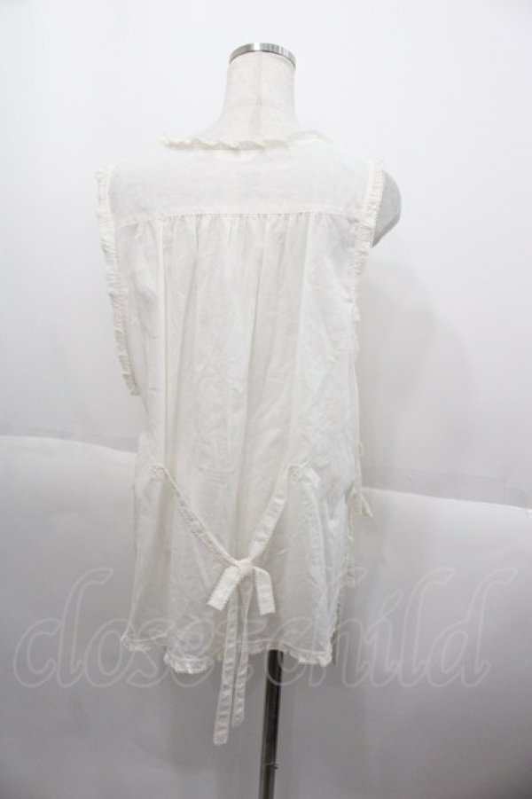 画像2: PINK HOUSE / 野ばらとチェリー刺繍タブリエ  白 I-25-10-15-078-LO-OP-SA-ZS (2)