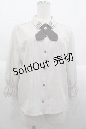 画像: axes femme / タイ付きフレームローズ刺繍ブラウス  ピンクブラウン I-25-10-15-009-AX-BL-SA-ZI