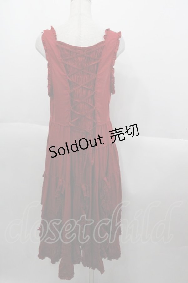 画像2: PINK HOUSE / 花びらフリル使いローンタブリエドレス  赤 I-25-10-15-079-LO-OP-SA-ZI (2)