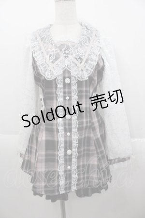 画像: NOEMIE / レース襟チェックセットアップ  ピンク I-25-10-15-080-LO-OP-SA-ZI