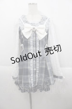画像: NOEMIE / レース襟チェックセットアップ  サックス I-25-10-15-081-LO-OP-SA-ZI