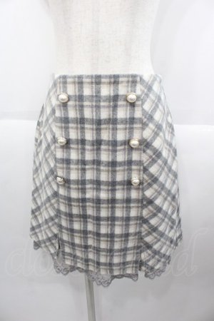 画像: axes femme POETIQUE / パールボタンチェックスカート  グレーＸアイボリーチェック I-25-10-15-087-AX-SK-SA-ZI