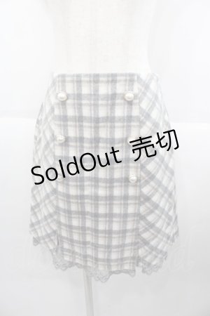 画像: axes femme POETIQUE / パールボタンチェックスカート  グレーＸアイボリーチェック I-25-10-15-087-AX-SK-SA-ZI