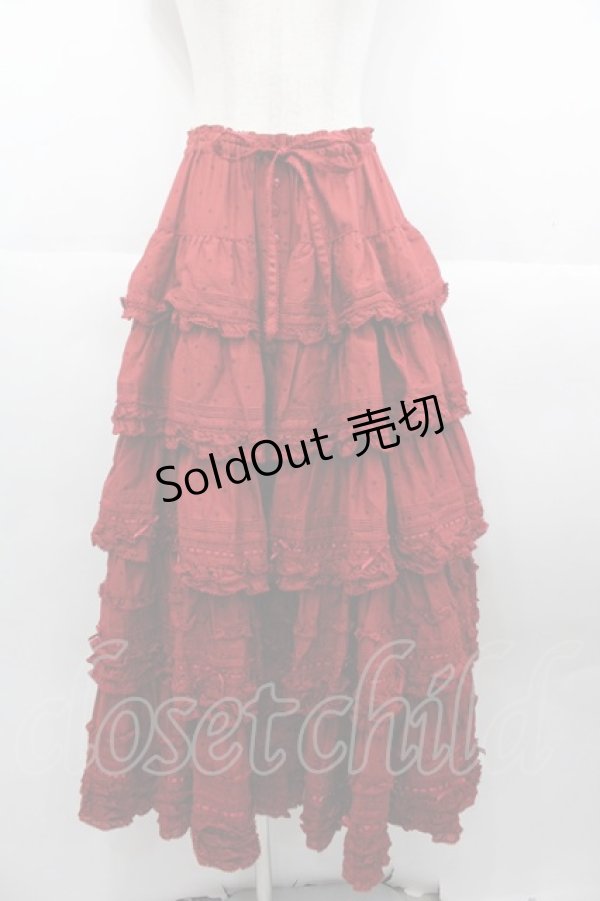 画像1: PINK HOUSE / 水玉プリントフリルスカート  赤 I-25-10-15-089-LO-SK-SA-ZI (1)