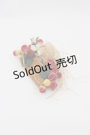 画像: PINK HOUSE / 野ばらとチェリーコサージュ  ブラウンＸ赤 I-25-10-15-109-LO-ZA-SA-ZI