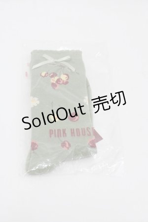 画像: PINK HOUSE / 野ばらとチェリー柄ソックス  ハッカ I-25-10-15-116-LO-ZA-SA-ZI