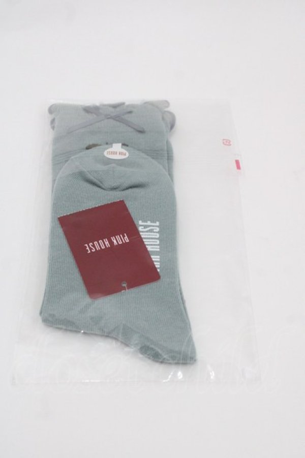 画像2: PINK HOUSE / チェリーモチーフソックス  ブルーグレー I-25-10-15-118-LO-ZA-SA-ZI (2)