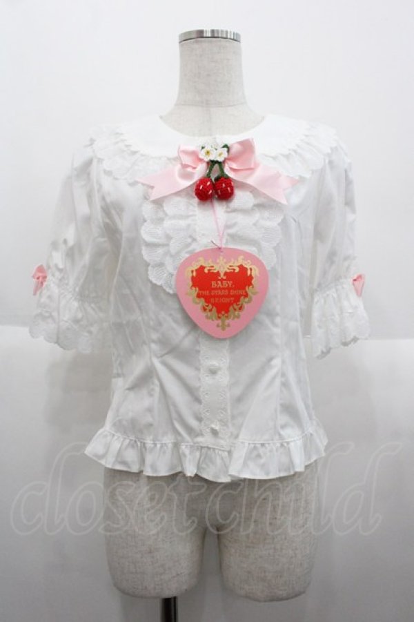 画像1: BABY,THE STARS SHINE BRIGHT / ゆらゆらいちごのHappy Berry Presentブラウス  白 I-25-10-15-002-BA-BL-SA-ZI (1)