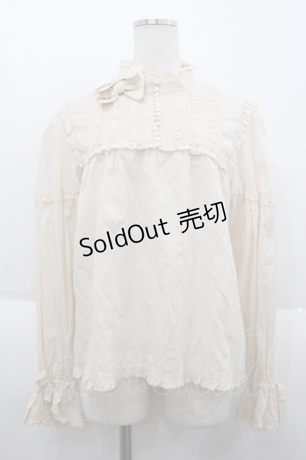 画像1: PINK HOUSE / リボン付きローンブラウス  アイボリー I-25-10-15-013-LO-BL-SA-ZI (1)