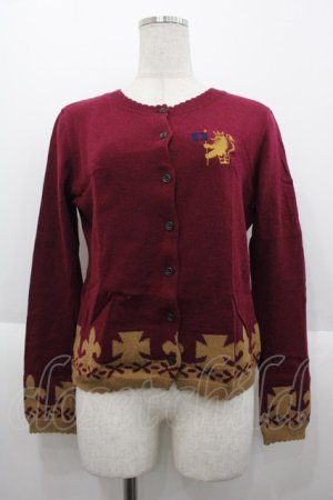 画像: Jane Marple / 胸元刺繍ニットカーディガン  ボルドーＸブラウン I-25-10-15-018-JM-TO-SA-ZI
