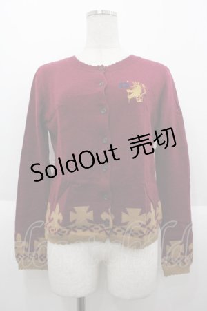 画像: Jane Marple / 胸元刺繍ニットカーディガン  ボルドーＸブラウン I-25-10-15-018-JM-TO-SA-ZI