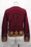 画像2: Jane Marple / 胸元刺繍ニットカーディガン  ボルドーＸブラウン I-25-10-15-018-JM-TO-SA-ZI (2)