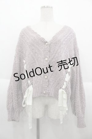 画像: axes femme POETIQUE / レースアップベロアモールカーディガン  ラベンダー I-25-10-15-022-AX-TO-SA-ZI