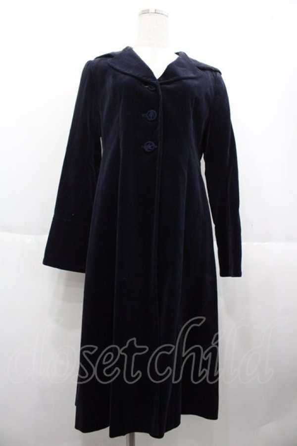 画像1: Jane Marple / 別珍フードロングコート  ネイビー I-25-10-15-032-JM-CO-SA-ZI (1)