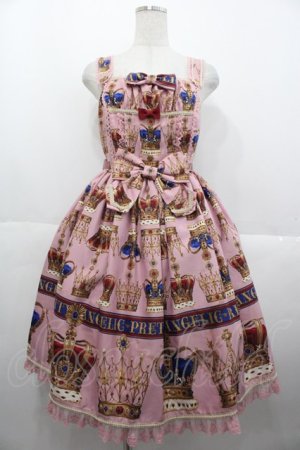 画像: Angelic Pretty / British Crownシャーリングジャンパースカート  ピンク I-25-10-15-038-AP-OP-SA-ZI