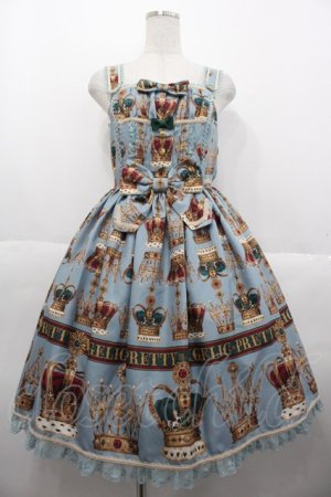 画像: Angelic Pretty / British Crownシャーリングジャンパースカート  ブルー I-25-10-15-040-AP-OP-SA-ZI