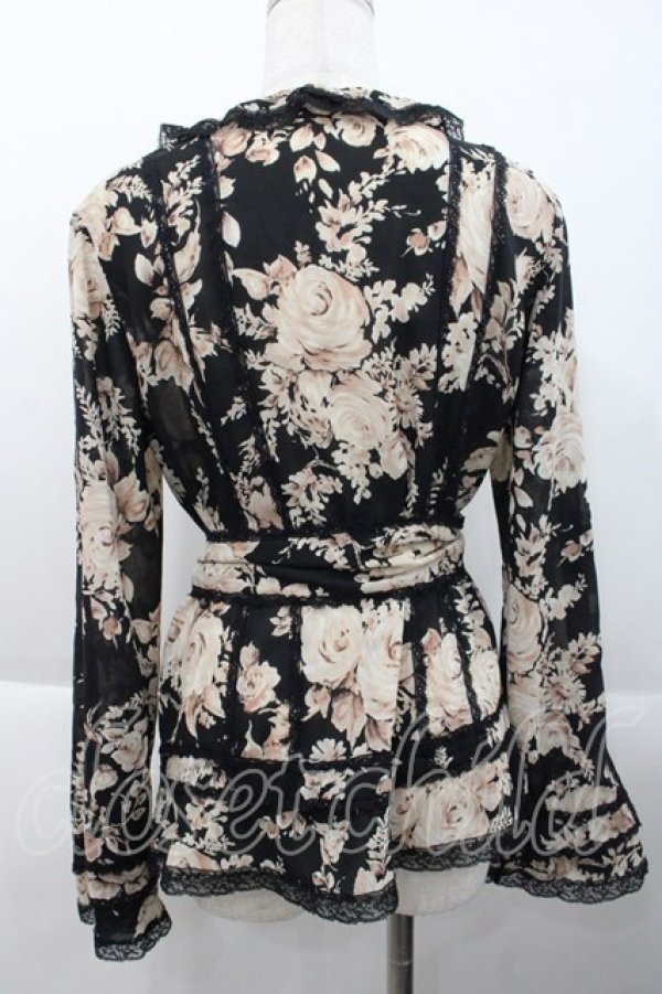 画像2: INGEBORG / ローズ柄ブラウス  黒 I-25-10-18-043-LO-BL-SA-ZI (2)