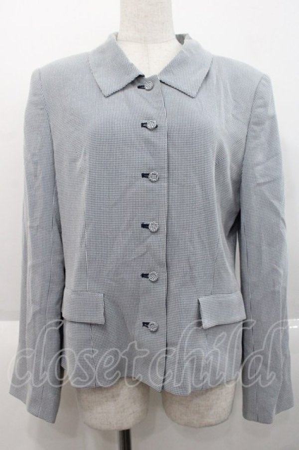 画像1: INGEBORG / 千鳥チェックジャケット M 紺Ｘ白 I-25-10-18-044-LO-JA-SA-ZI (1)