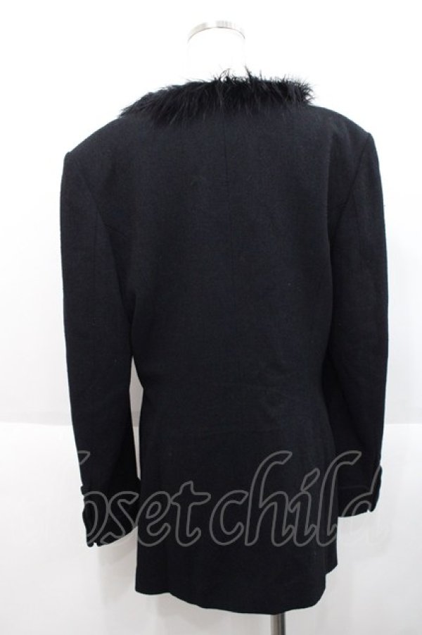 画像2: INGEBORG / 羽毛ファー襟ダブルリボンジャケット M 黒 I-25-10-18-046-LO-JA-SA-ZI (2)