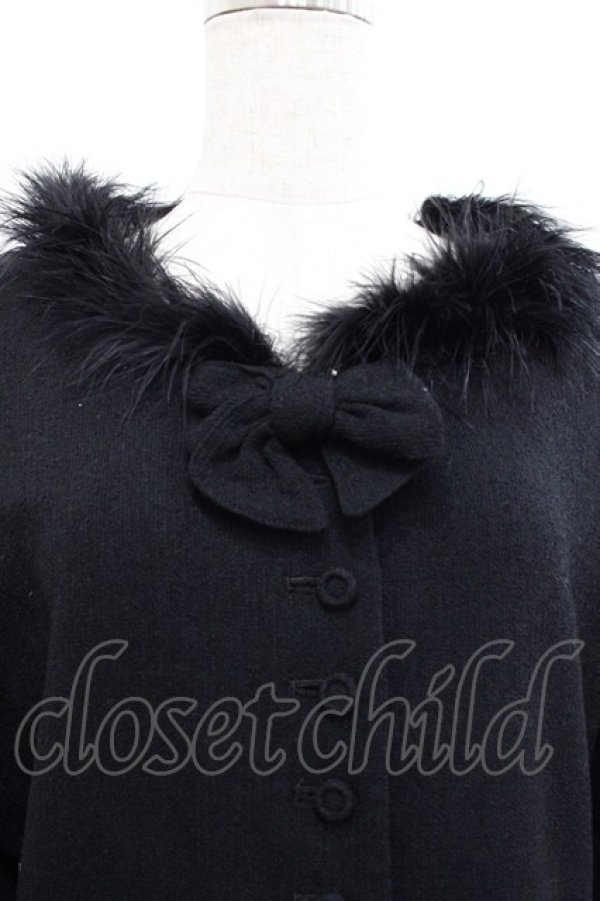 画像3: INGEBORG / 羽毛ファー襟ダブルリボンジャケット M 黒 I-25-10-18-046-LO-JA-SA-ZI (3)