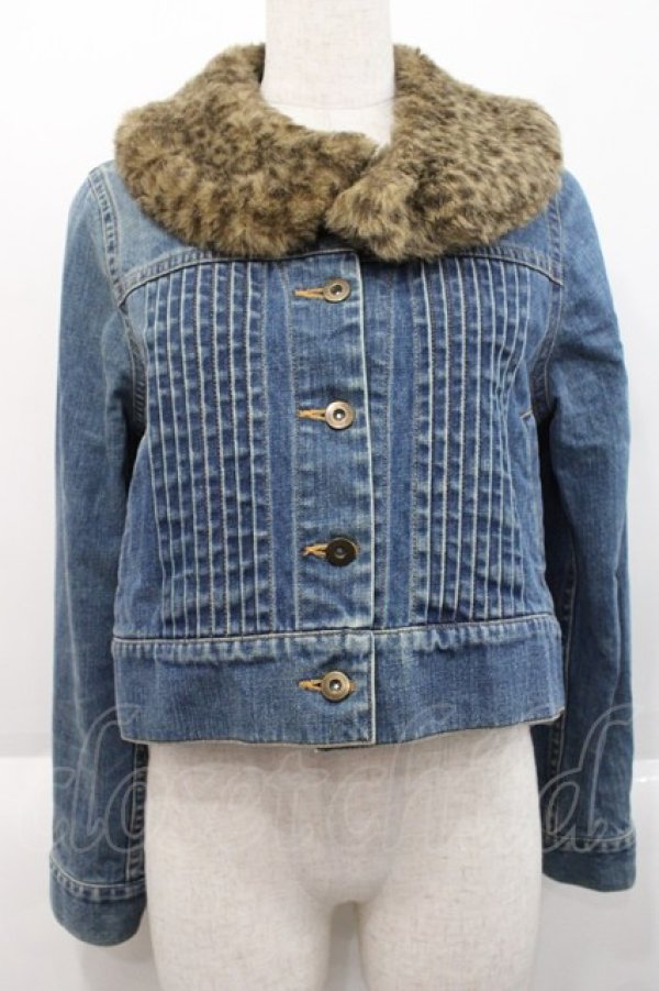 画像1: Katie / ファー襟デニムジャケット  ブラウンＸ青デニム I-25-10-18-053-LO-TO-SA-ZI (1)