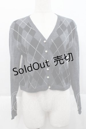 画像: INGEBORG / アーガイルニットカーディガン  グレーＸ黒Ｘ白 I-25-10-18-018-LO-TO-SA-ZI