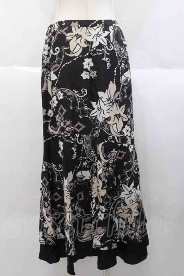 画像2: INGEBORG / セットアップスカート  ゆり柄黒白 I-25-10-18-068-LO-SK-SA-ZI (2)