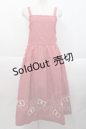 画像: PINK HOUSE / ひな菊ワッペン使いダンガリージャンパースカート  赤 I-25-10-18-072-LO-OP-SA-ZI