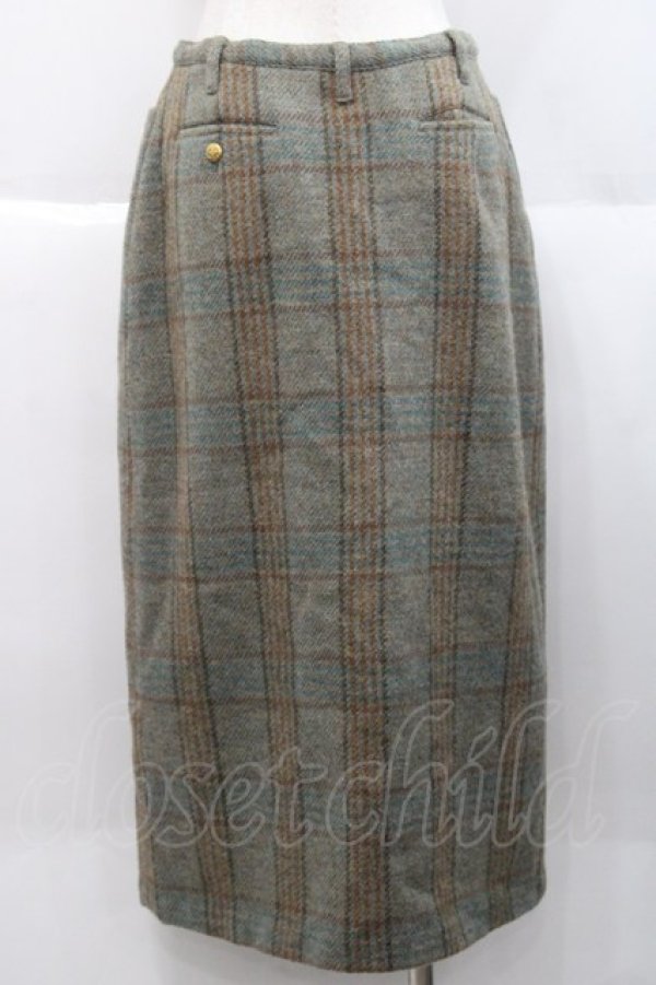 画像2: KANEKO ISAO / チェック前開きペンシルスカート  ブルーグレー I-25-10-18-084-EL-SK-SA-ZI (2)