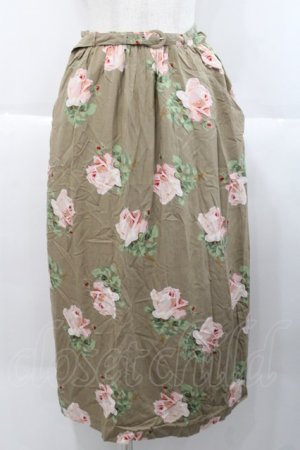 画像: INGEBORG / 朝露薔薇柄スカート  オリーブ I-25-10-18-087-LO-SK-SA-ZI