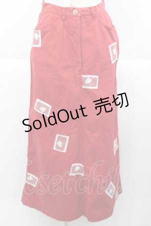 画像: PINK HOUSE / カーネーションワッペンデニムスカート  レッド I-25-10-18-089-LO-SK-SA-ZI