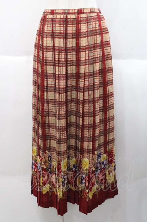 画像1: INGEBORG / セットアップスカート  チェックブーケブラウン I-25-10-18-093-LO-SK-SA-ZS (1)