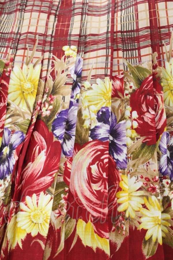 画像3: INGEBORG / セットアップスカート  チェックブーケブラウン I-25-10-18-093-LO-SK-SA-ZS (3)