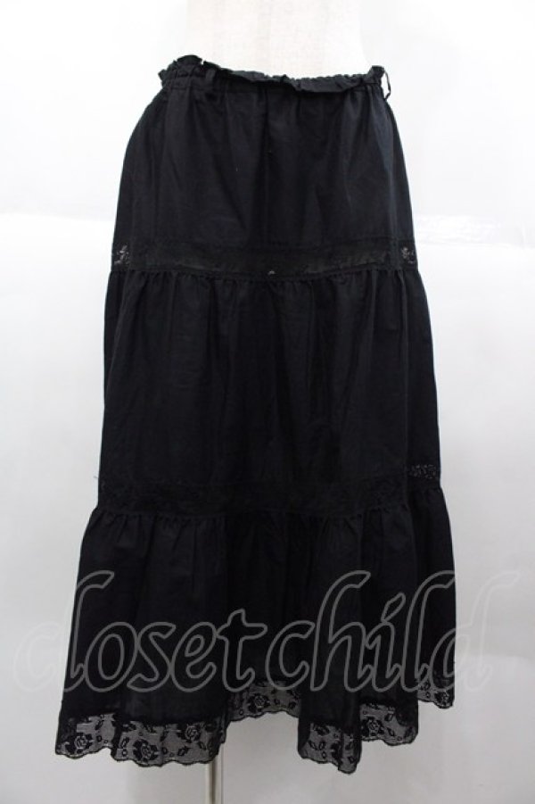 画像1: INGEBORG / レース切り替えスカート  黒 I-25-10-18-115-LO-SK-SA-ZI (1)