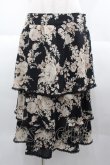 画像1: INGEBORG / ローズ柄2段フリルスカート 11 黒 I-25-10-18-116-LO-SK-SA-ZI (1)