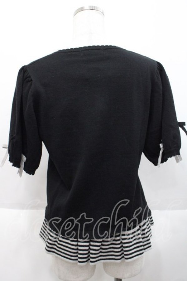 画像2: PINK HOUSE / ストライプリボン付きカーディガン  黒 I-25-10-18-024-LO-TO-SA-ZI (2)