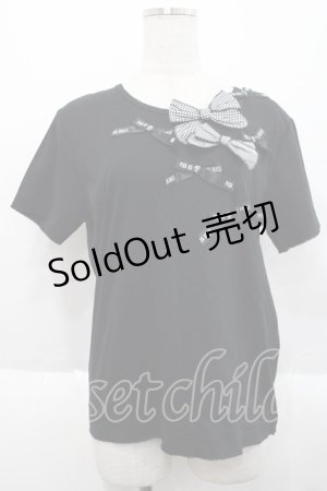 画像: PINK HOUSE / リボンいっぱいTシャツ 4(L) ブラック I-25-10-18-013-LO-TS-SA-ZI