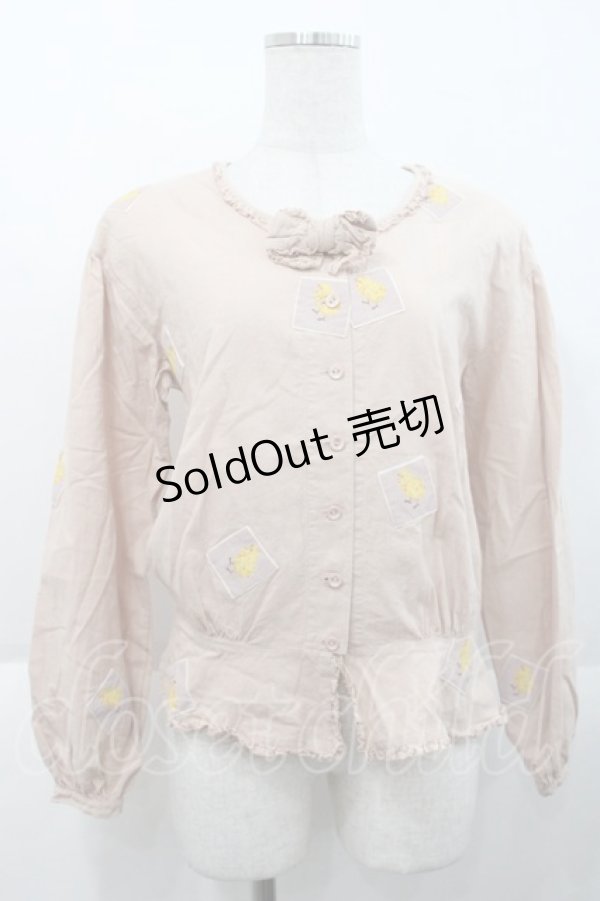 画像1: PINK HOUSE / ヒヨコワッペンブラウス  ピンク I-25-10-18-035-LO-BL-SA-ZI (1)