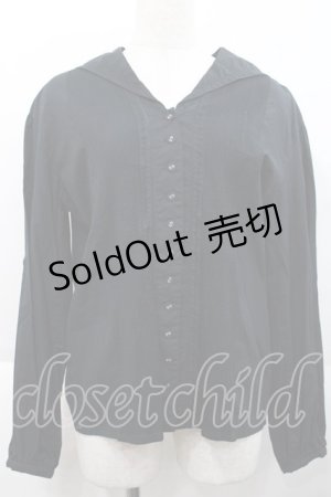 画像: INGEBORG / ピンタックセーラー襟長袖ブラウス  黒 I-25-10-18-039-LO-BL-SA-ZI