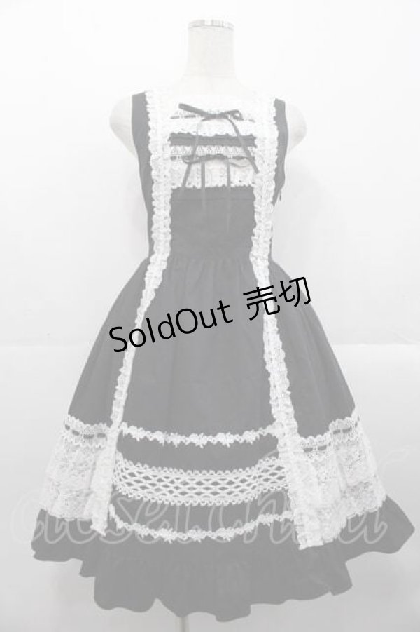 画像1: BABY,THE STARS SHINE BRIGHT / レースフリルジャンパースカート  黒Ｘ白 I-25-10-21-043-BA-OP-SA-ZI (1)