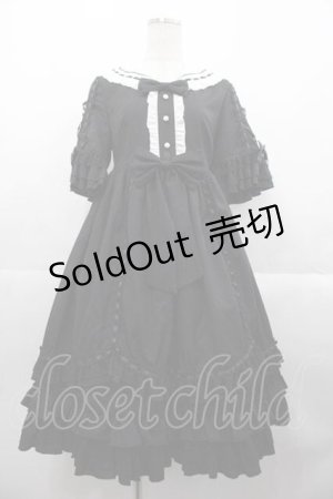 画像: Eieyom（海外ロリィタ） / はしごレースリボン襟ジャンパースカート M 黒Ｘ白 I-25-10-21-054-LO-OP-SA-ZI