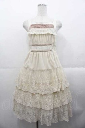 画像: OZZ ANGELO / レース3段ジャンパースカート  アイボリー I-25-10-21-061-OO-OP-SA-ZI